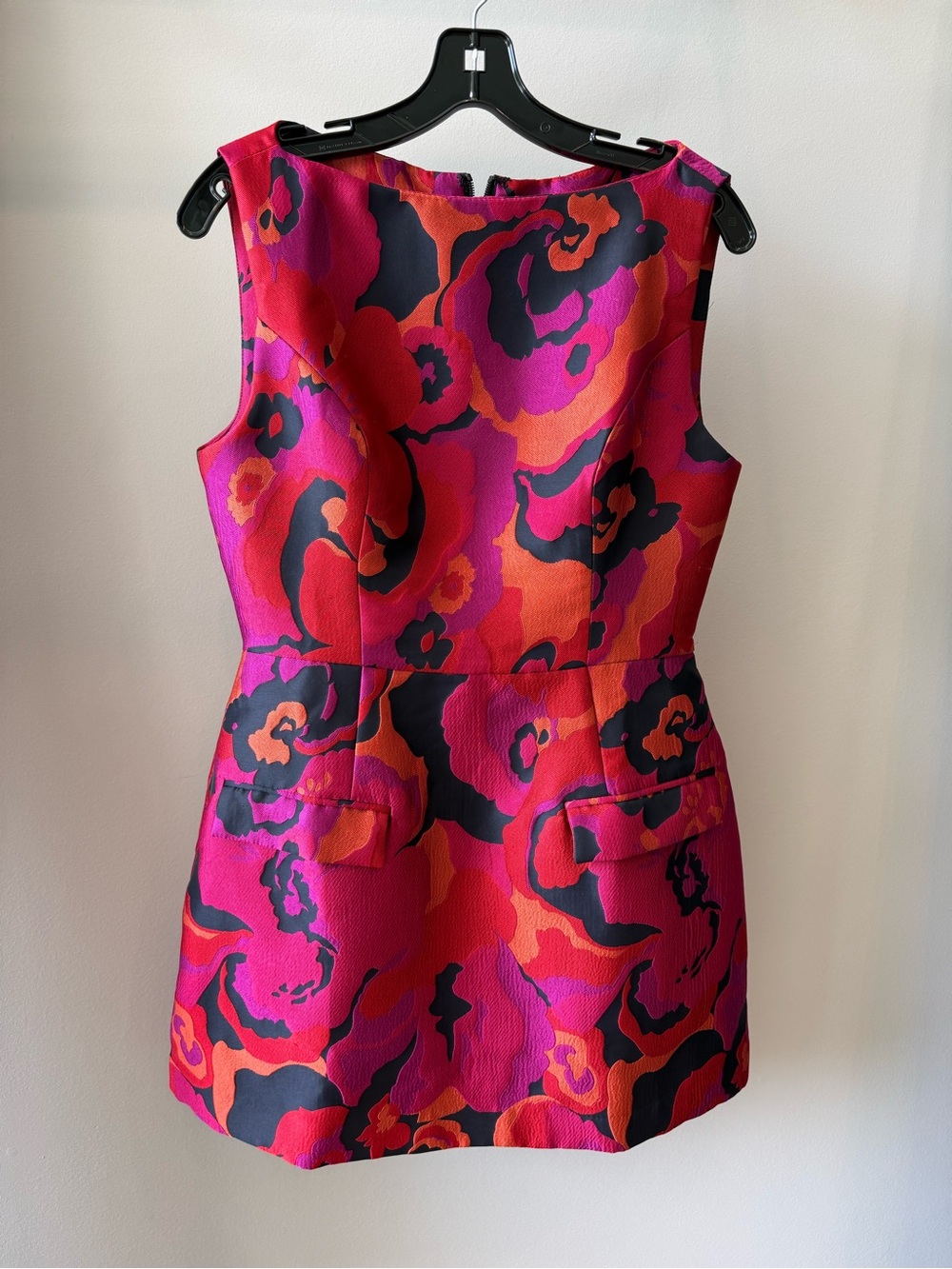Amanda Uprichard Banco Dress Pink & Orange Floral with Black Accents